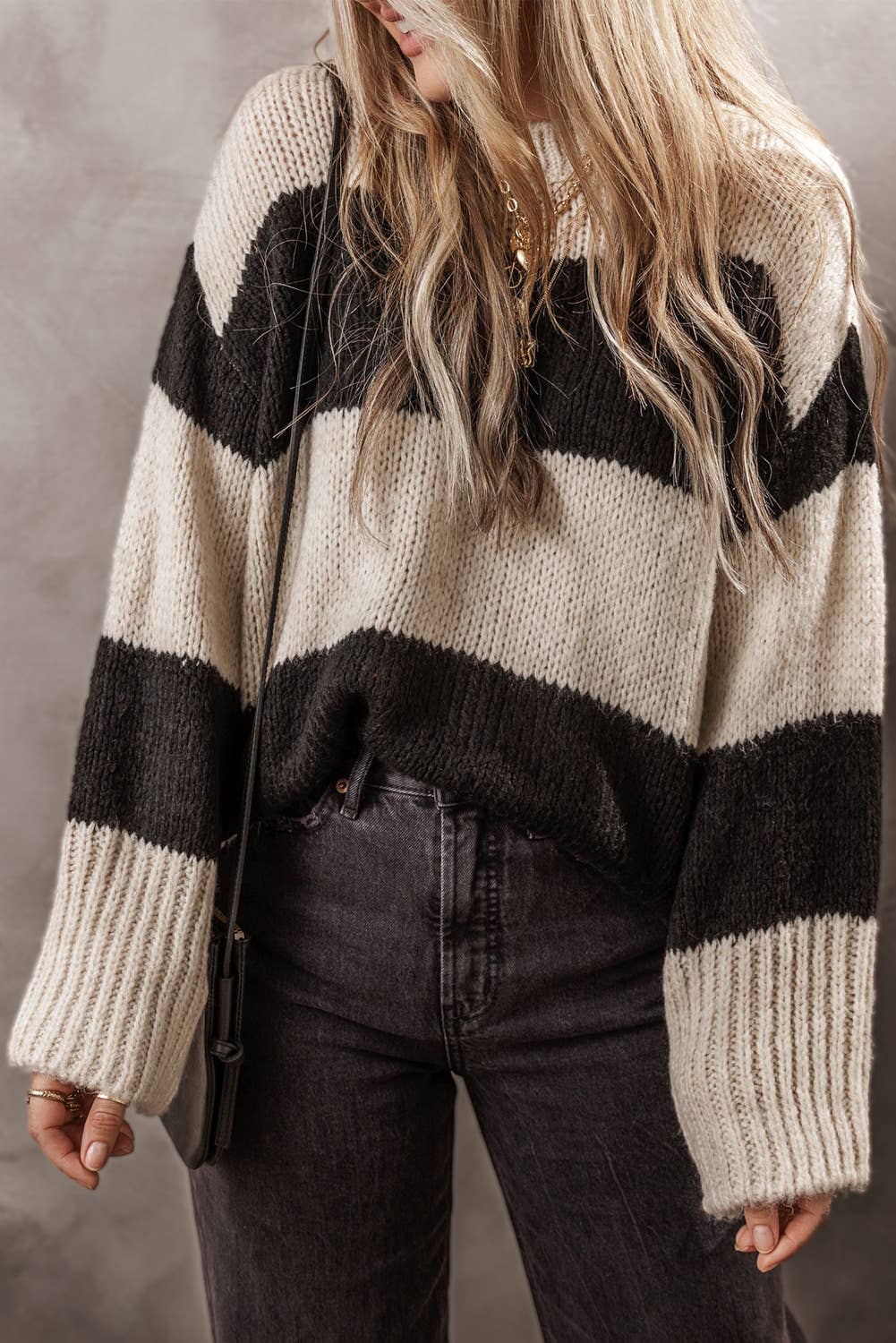 Colorblock Striped Loose Fit Sweater