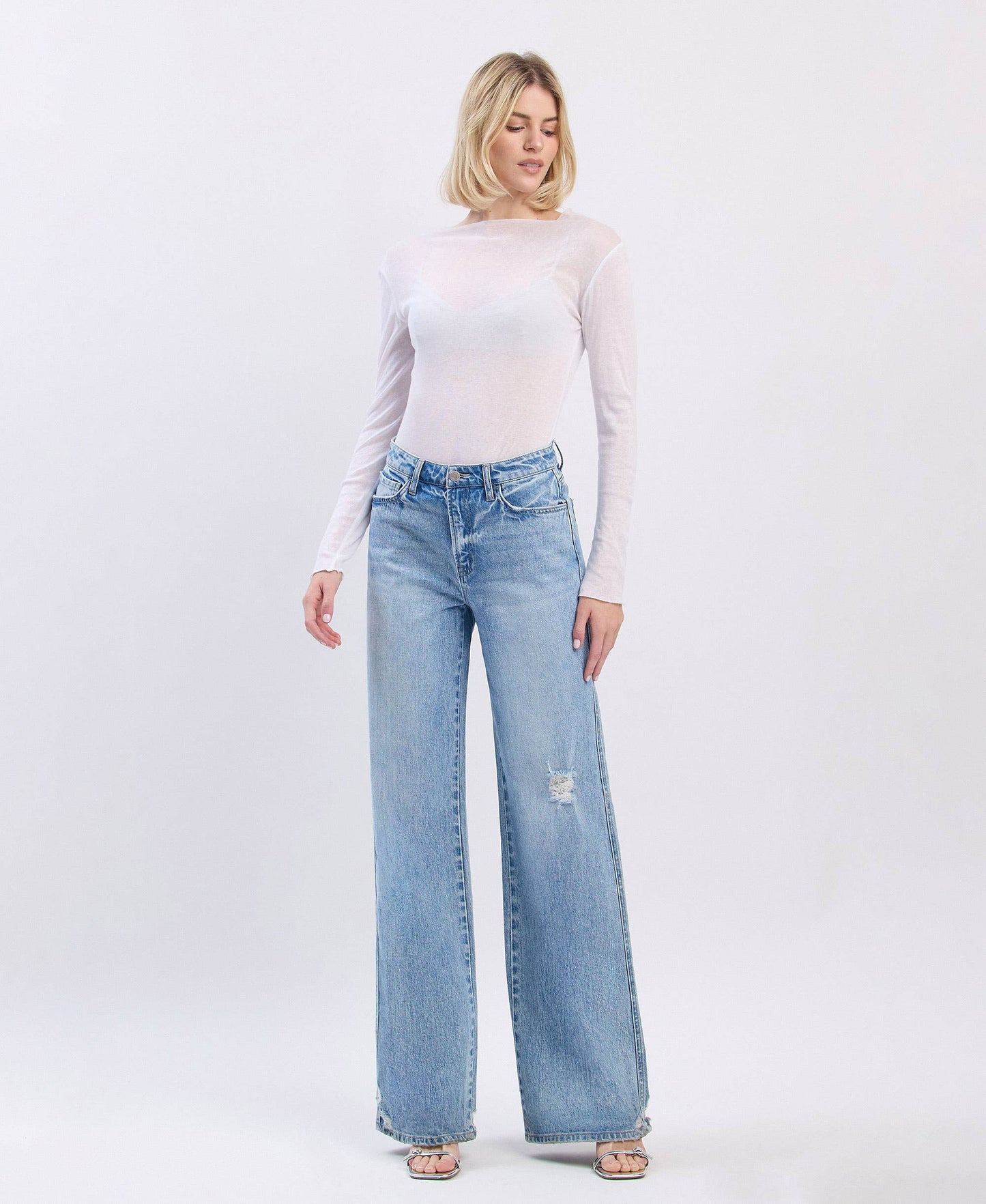 SUPER HIGH RISE BAGGY WIDE LEG JEANS