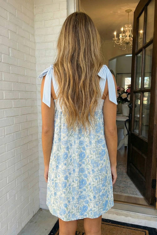 Floral Bow-Knot Strap Mini Dress