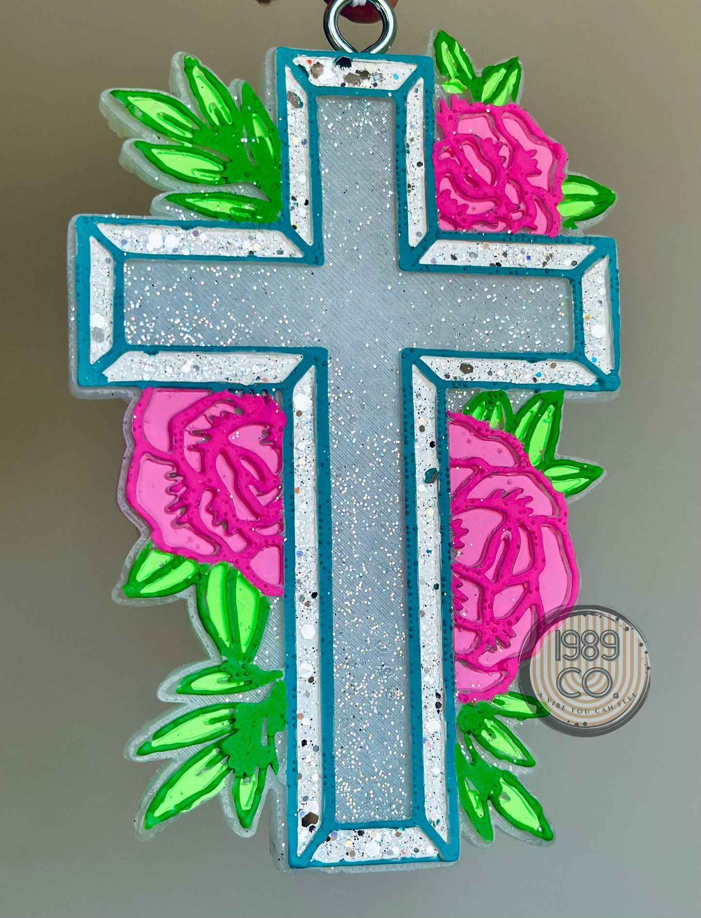Floral Cross Car Freshie