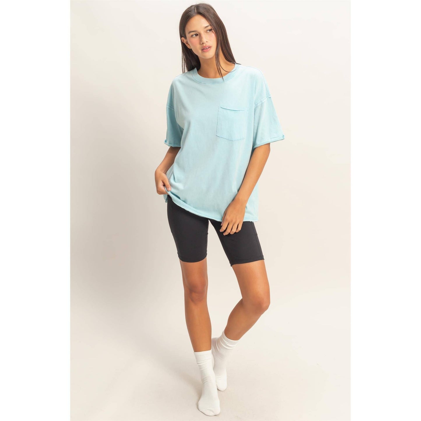 Washed Crew Neck Pocket T-Shirt