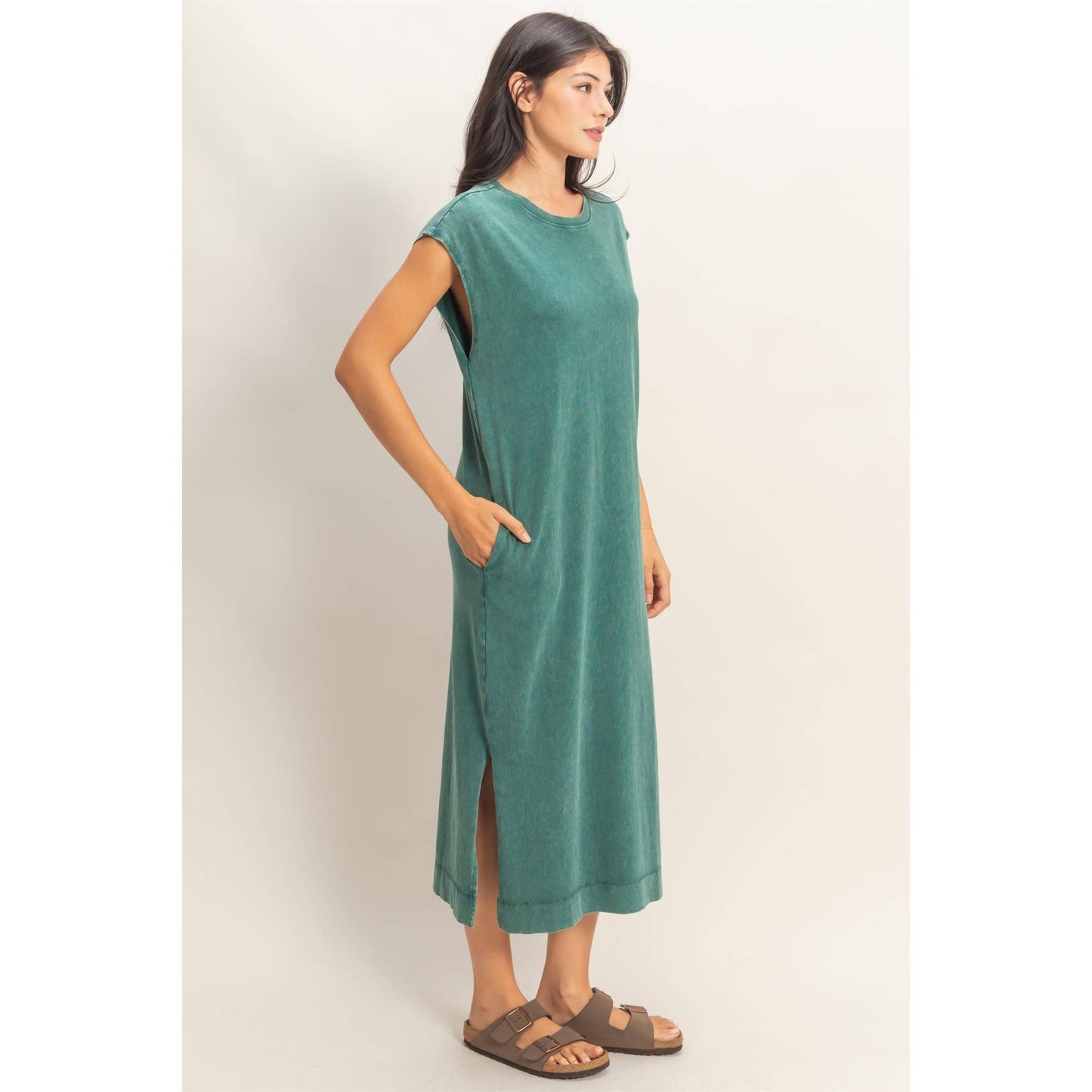 Mineral Wash Midi Dress