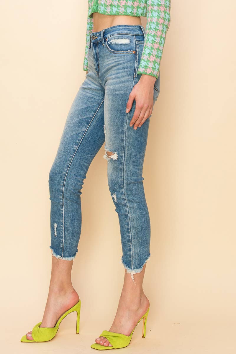 MID RISE STRETCH ANKLE SKINNY