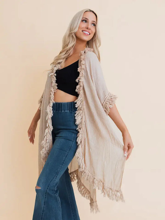 Fringe Ruffle Kimono