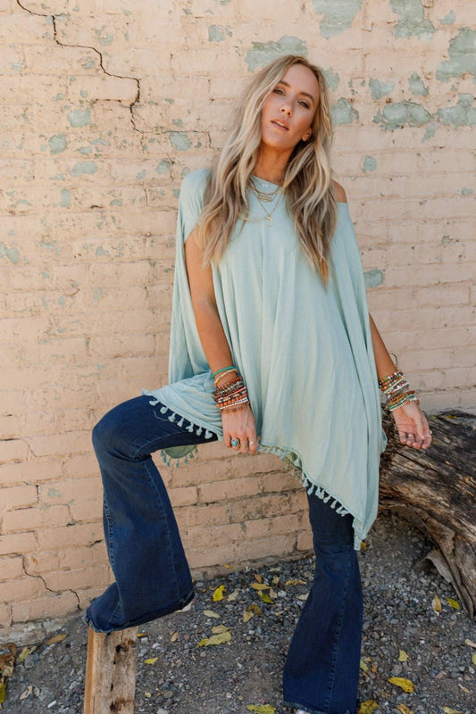 The Wren Tassel Tunic - Seafoam