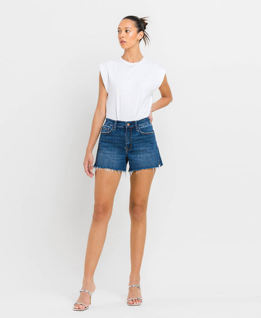 VERVET HIGH RISE RAW HEM SHORTS