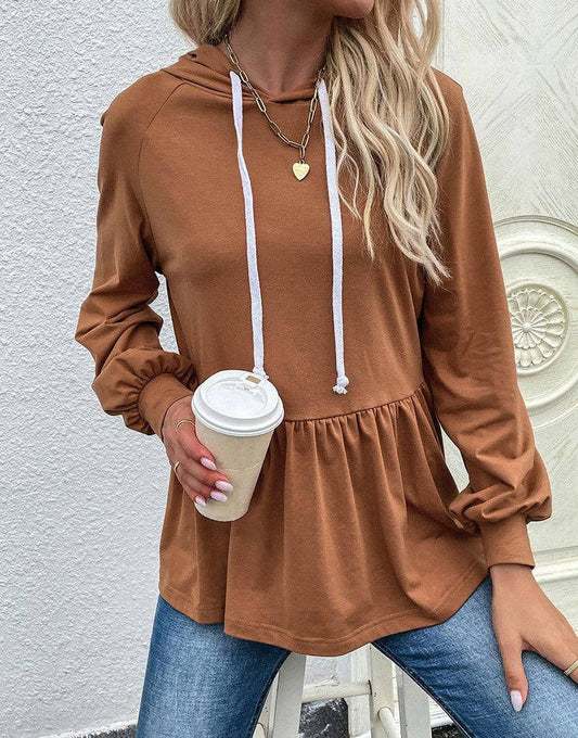 Long Sleeve Peplum Hoodie